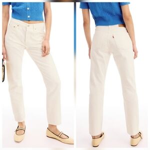 Levi's Straight Leg 501 Jeans In White Cotton Size 27